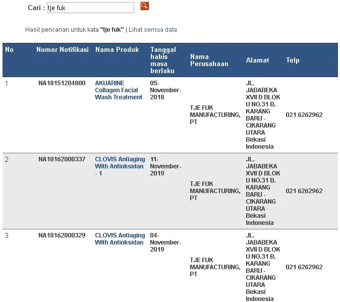 notifikasi bpom tje fuk