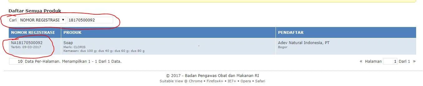 cara cek no bpom via nomor registrasi