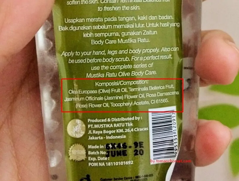 komposisi minyak zaitun mustika ratu